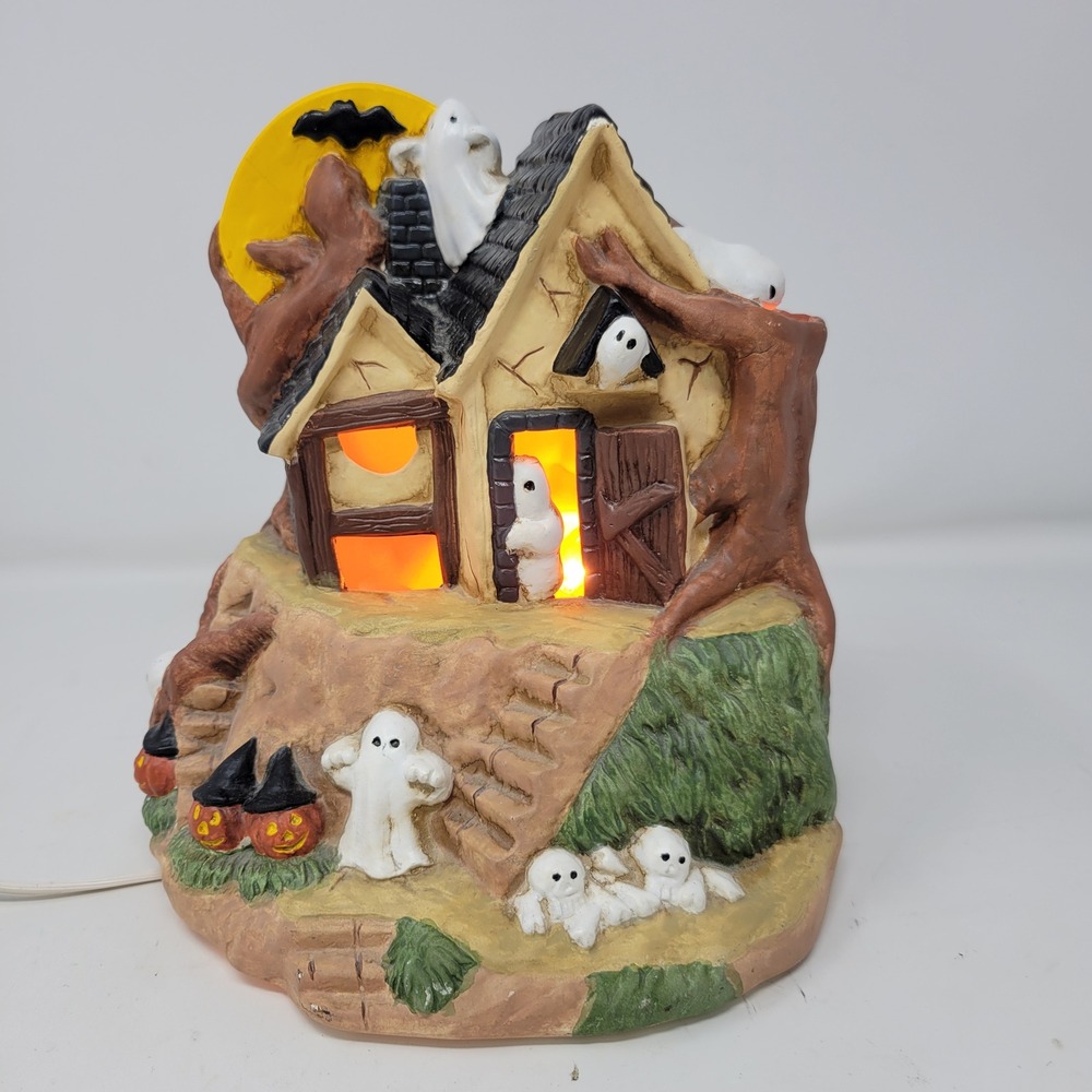 Pacific‎ Rim Halloween Haunted House Ghost Pumpkin Light Up Ceramic Decor